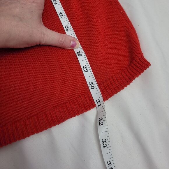 VINTAGE 80s Neiman Marcus leather bow‎ red sweater tunic with pearls L - Picture 15 of 15